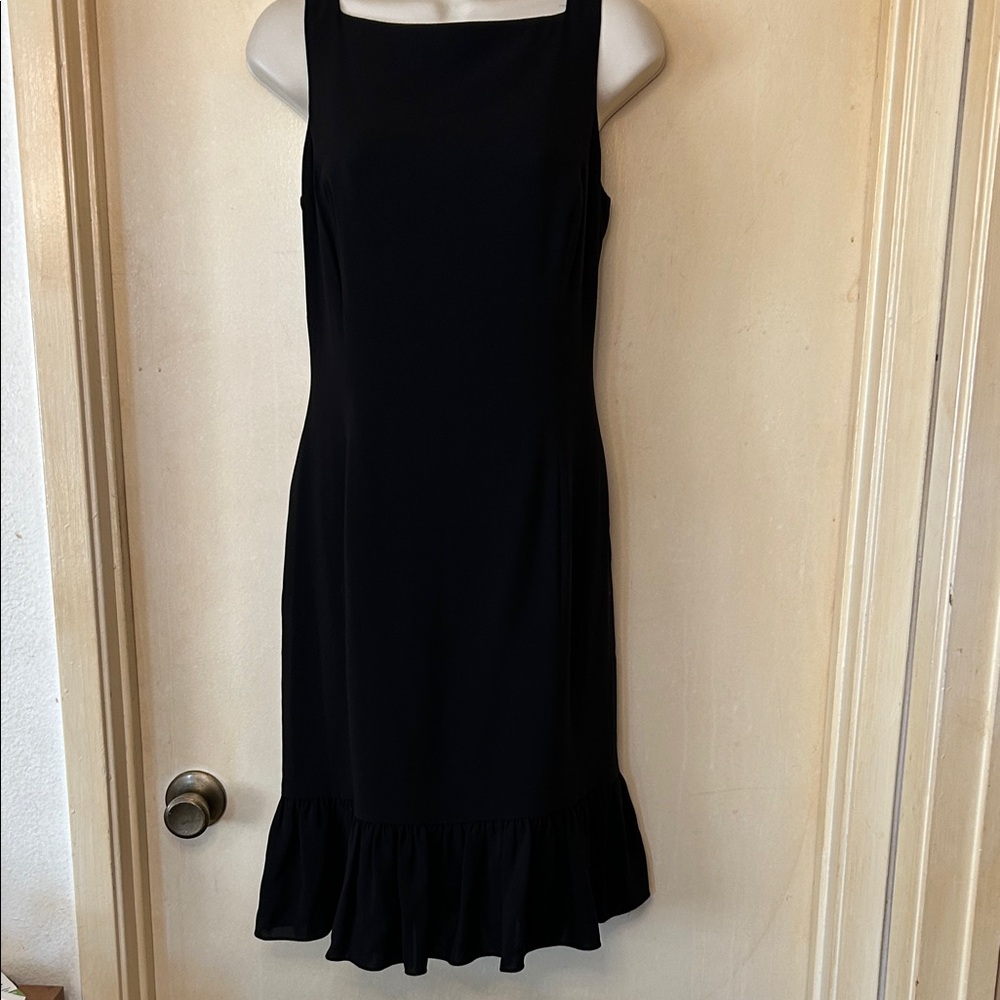 Lauren Ralph Lauren Black Midi Dress with Ruffle Hem size 8